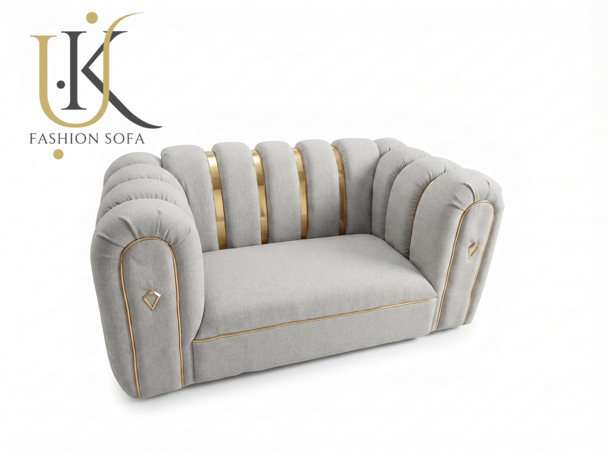 Modern Panel Fabric Sofa with Deep Cushioning & Contemporary Design