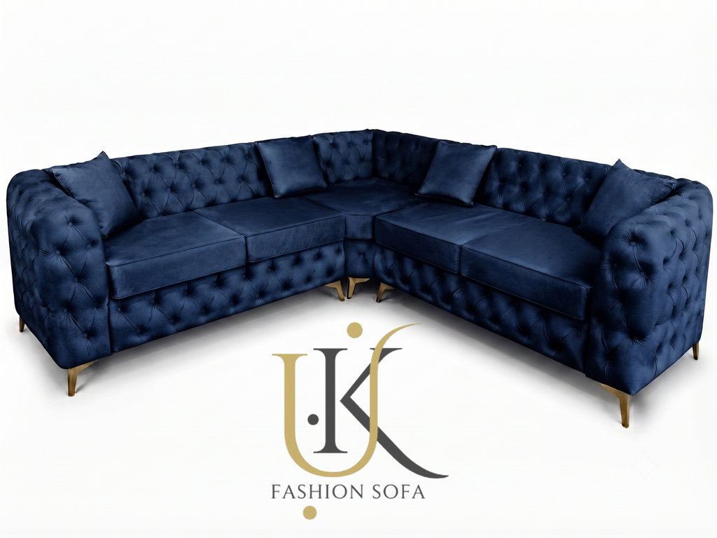 Luxury velvet chesterfield corner sofa