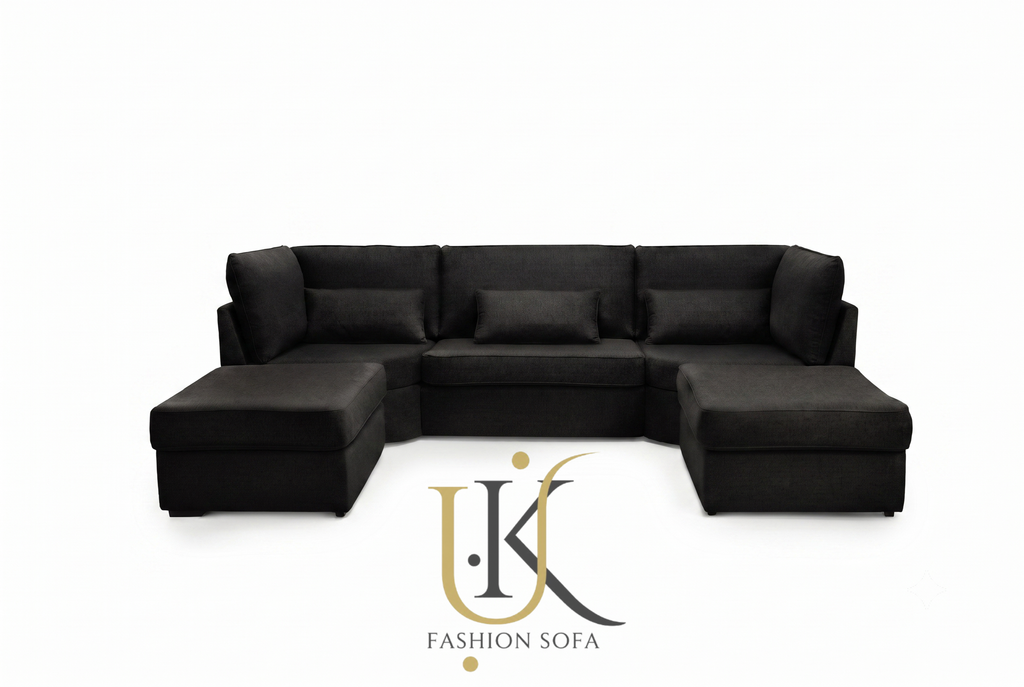 Luxury U-shape high back fabric sofa