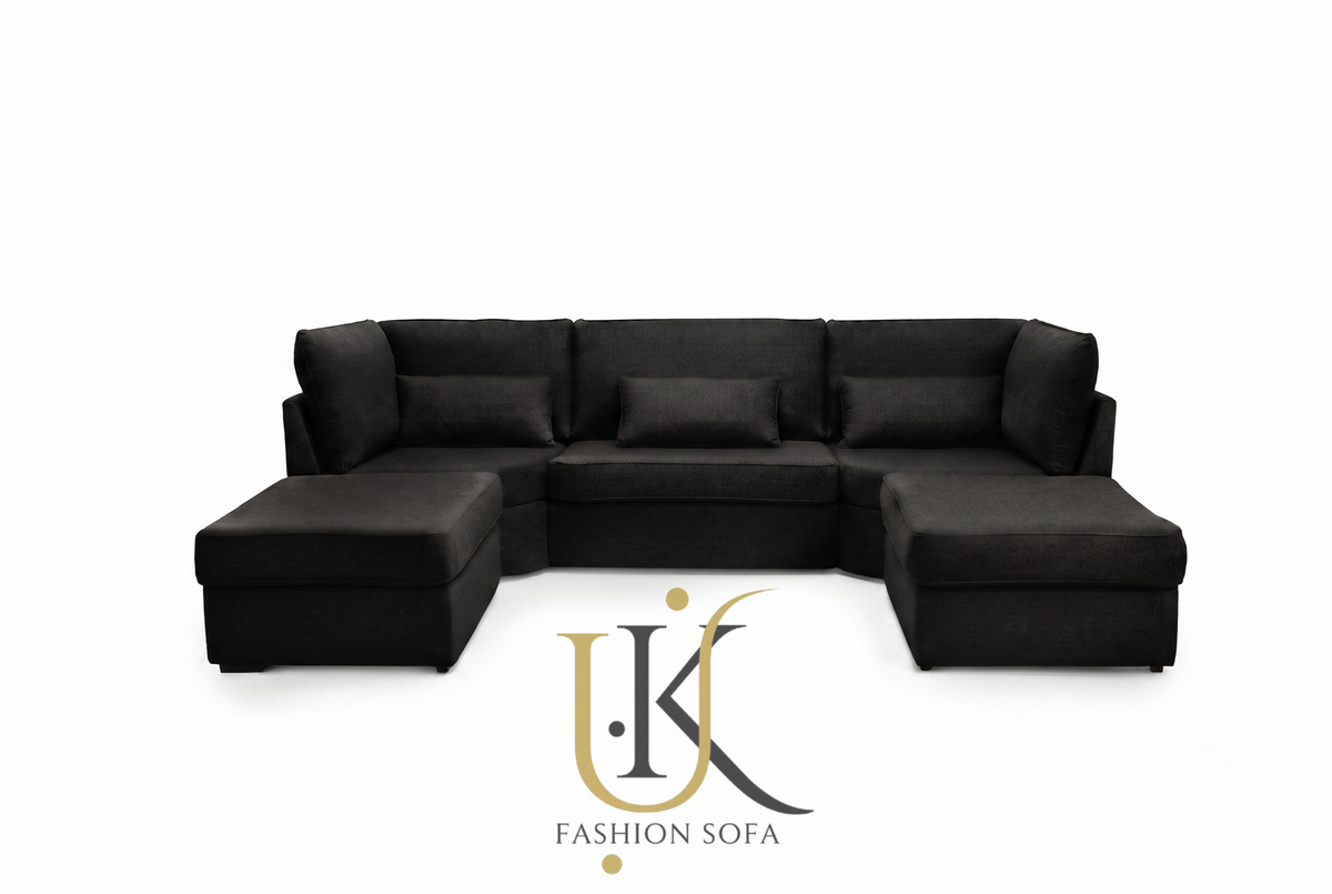 Luxury U-shape high back fabric sofa