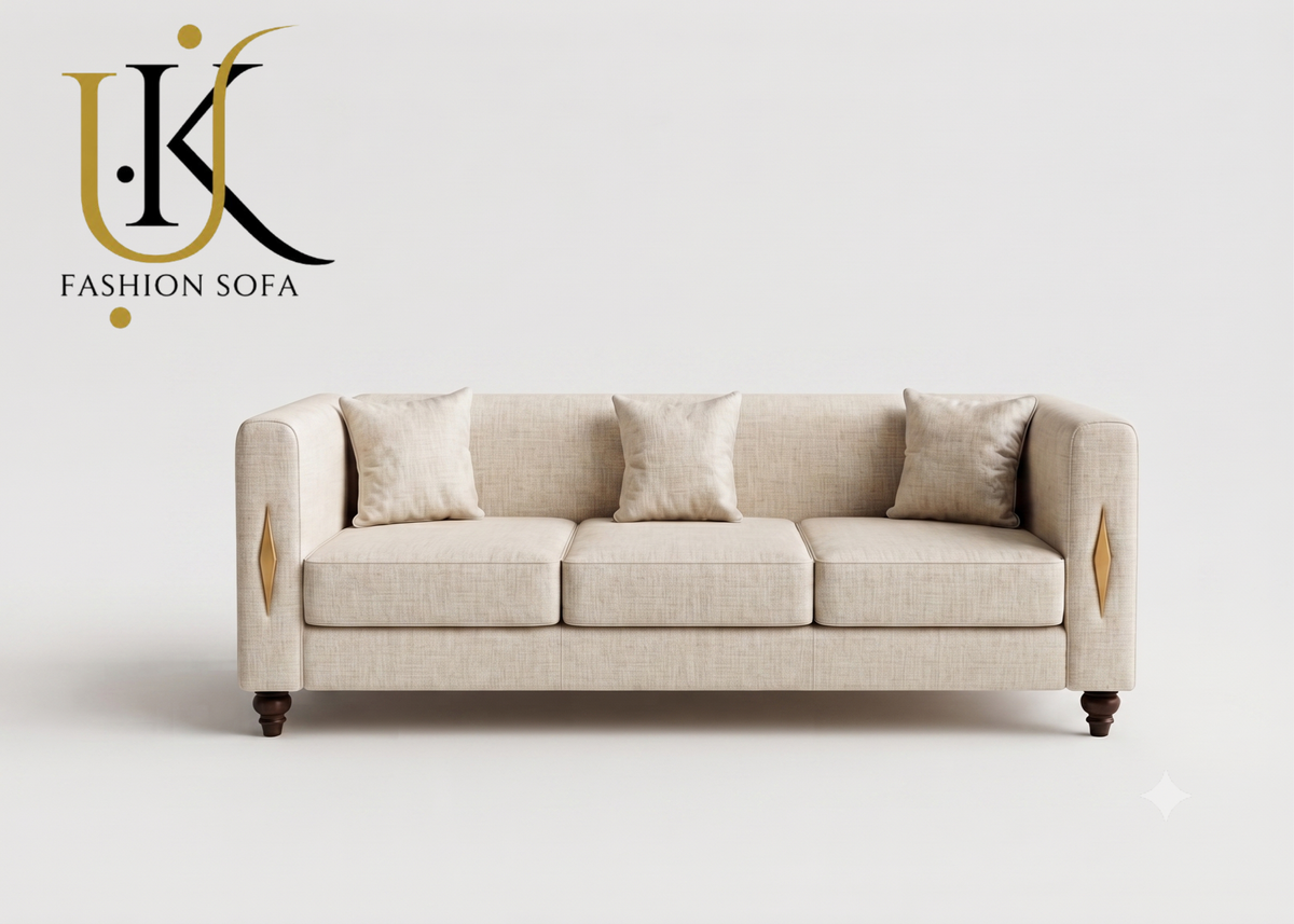 Plane minimalist fabric sofa in modern living room