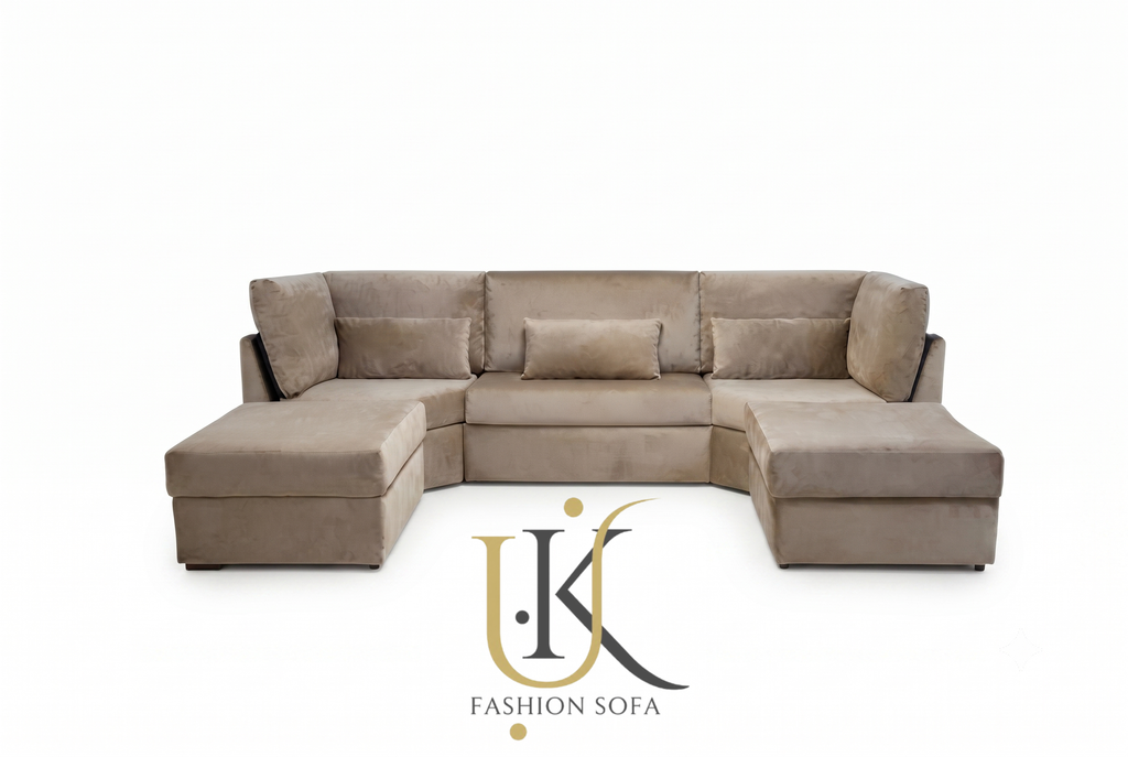 Luxury U-shape high back fabric sofa