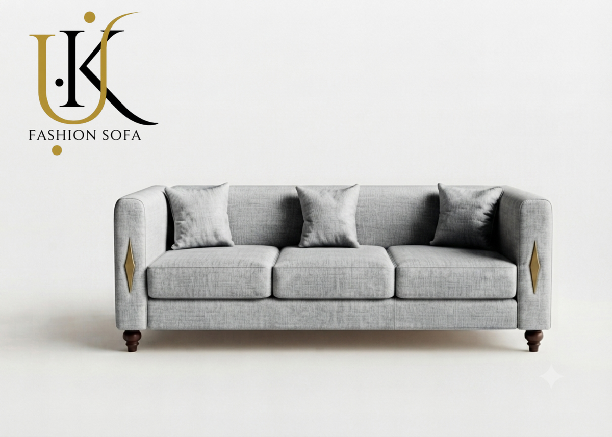 Plane minimalist fabric sofa in modern living room