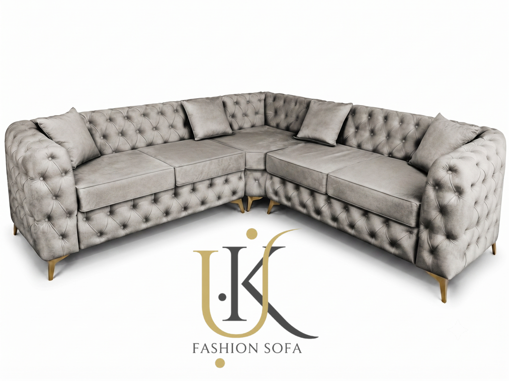 Luxury velvet chesterfield corner sofa