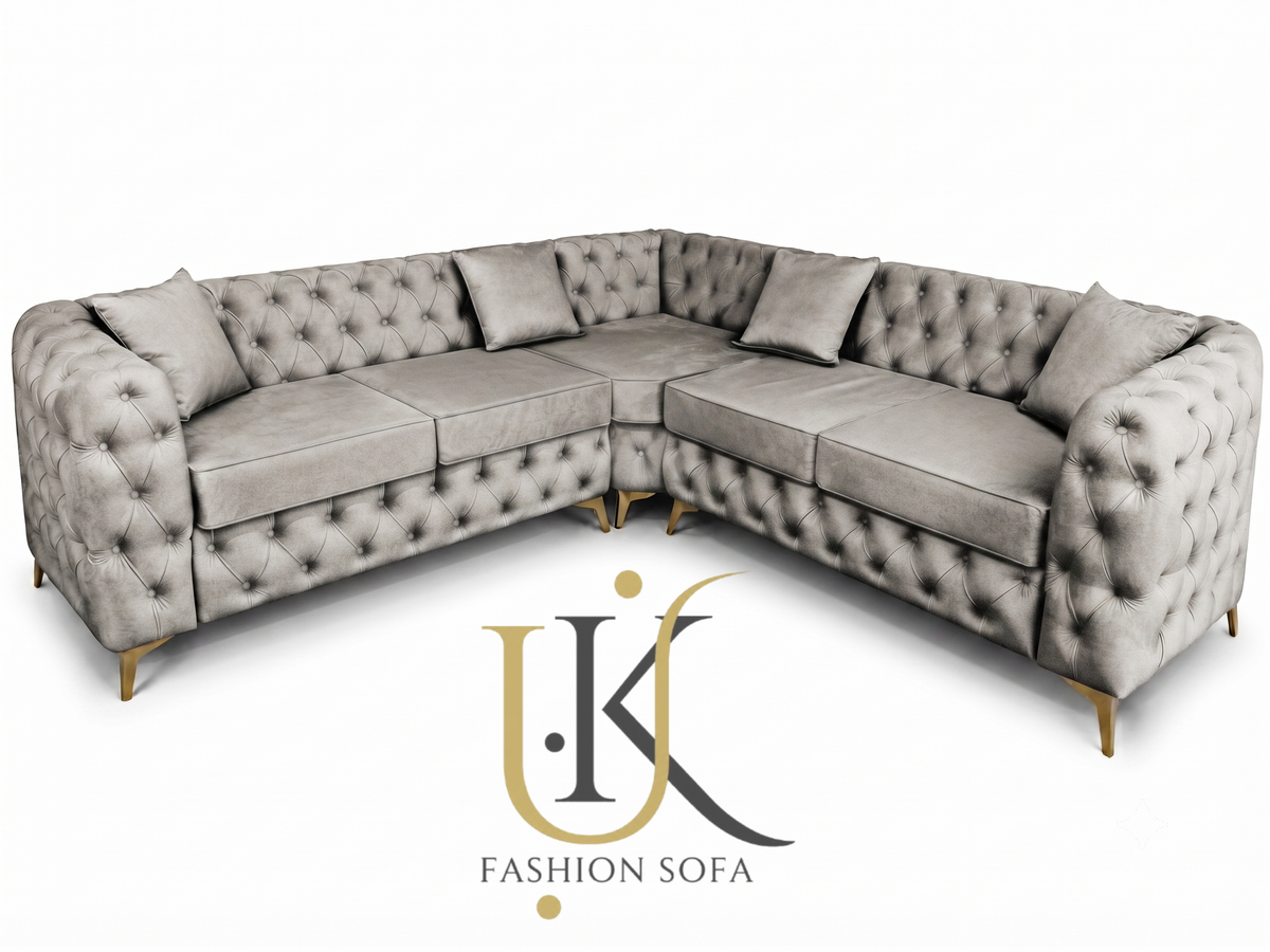 Luxury velvet chesterfield corner sofa