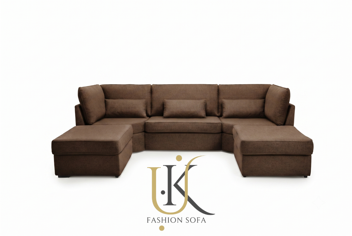 Luxury U-shape high back fabric sofa