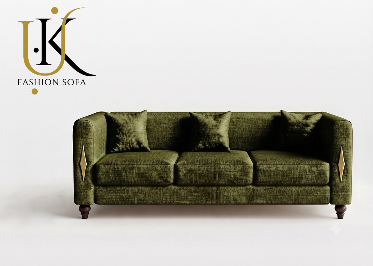 Plane minimalist fabric sofa in modern living room