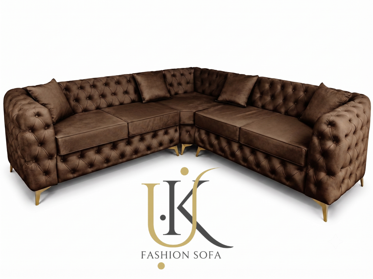 Luxury velvet chesterfield corner sofa
