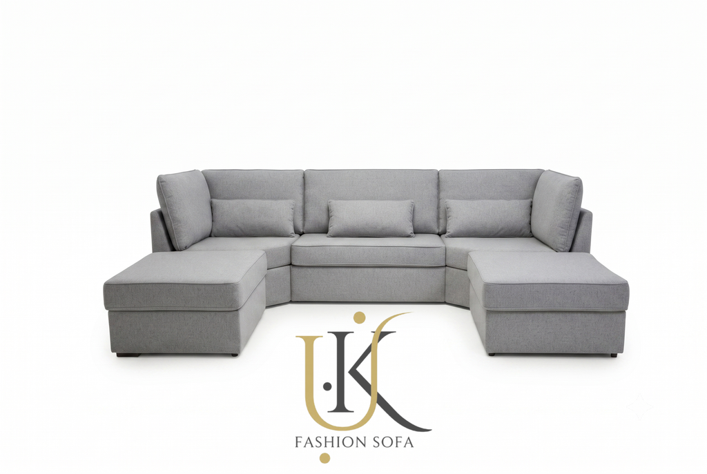 Luxury U-shape high back fabric sofa
