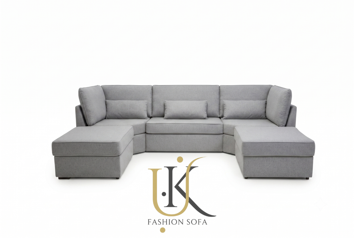Luxury U-shape high back fabric sofa