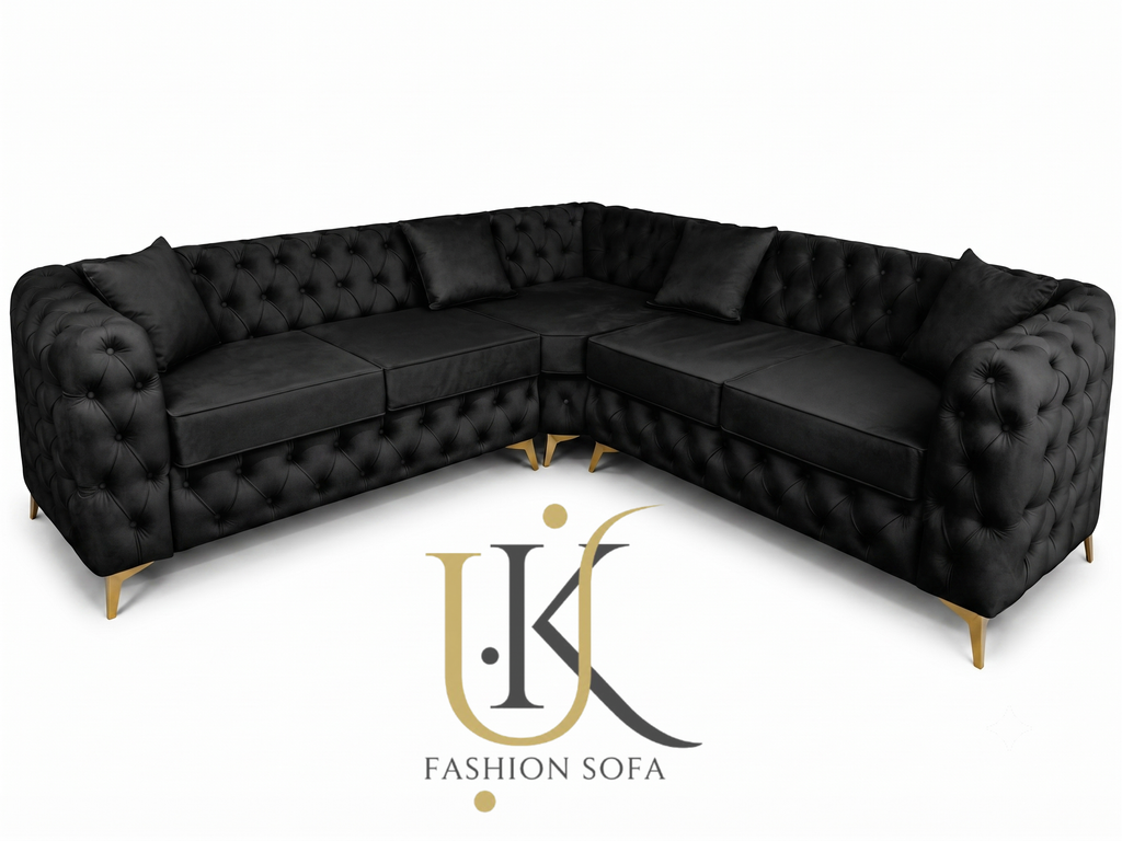 Luxury velvet chesterfield corner sofa