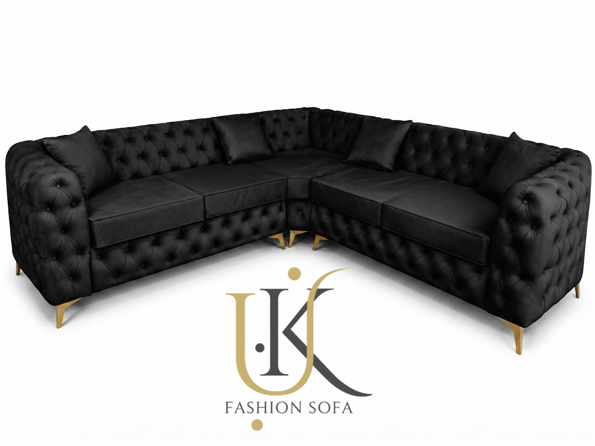 Luxury velvet chesterfield corner sofa