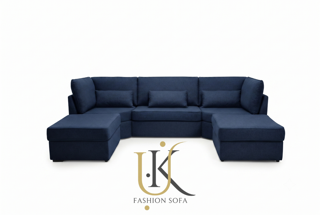 Luxury U-shape high back fabric sofa