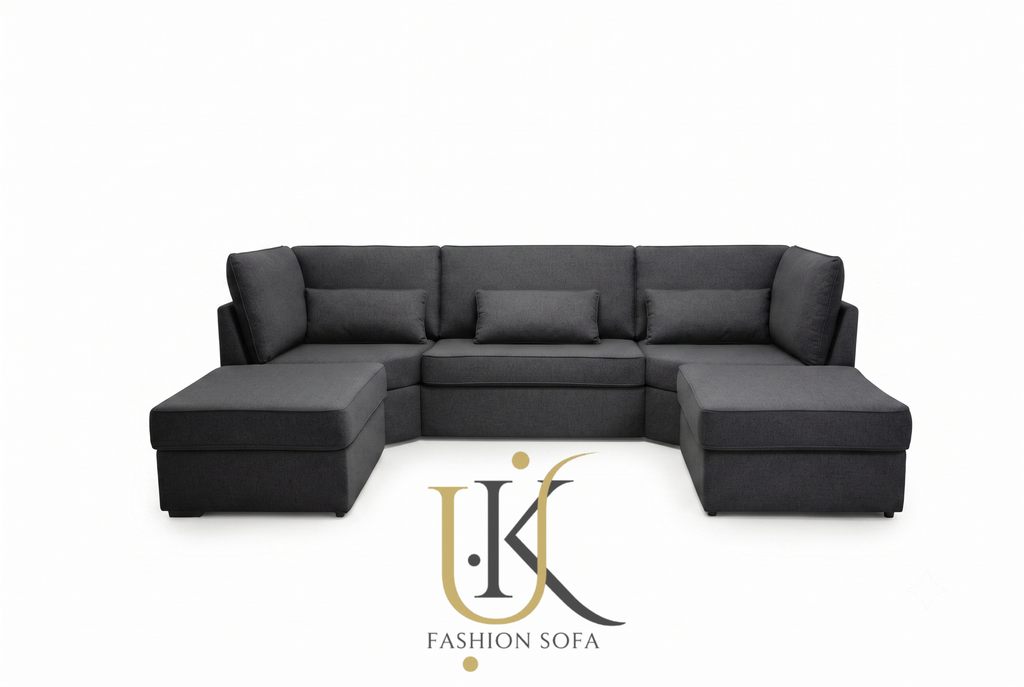 Luxury U-shape high back fabric sofa