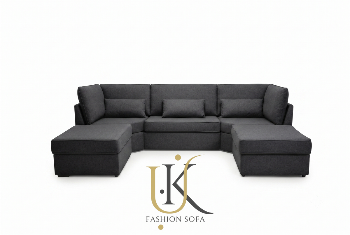 Luxury U-shape high back fabric sofa