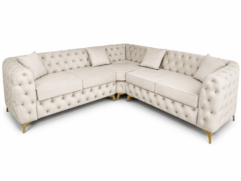 Luxury Velvet Chesterfield Corner Sofa – Available in All Colours