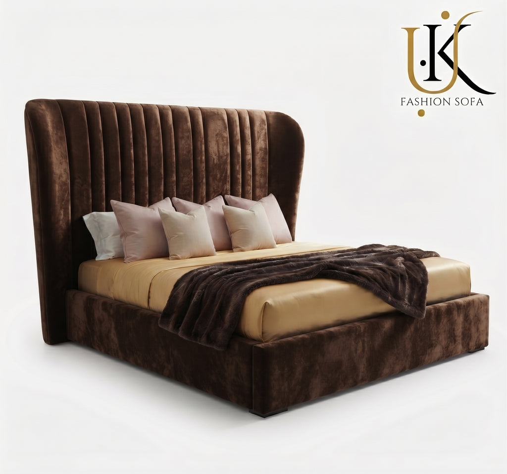 Corinthian wide headboard upholstered bed