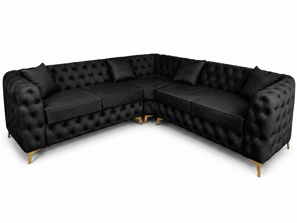 Luxury Velvet Chesterfield Corner Sofa – Available in All Colours