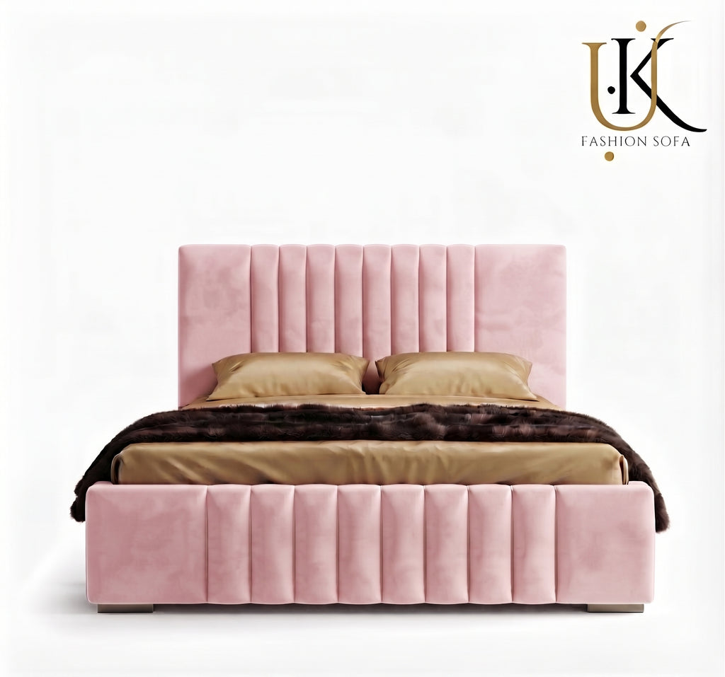 Panel boucle modern upholstered bed frame