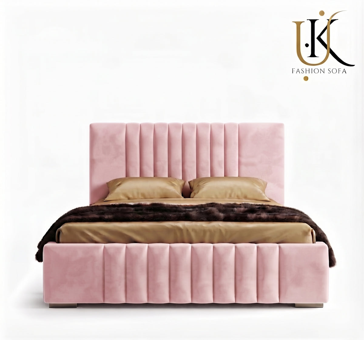 Panel boucle modern upholstered bed frame