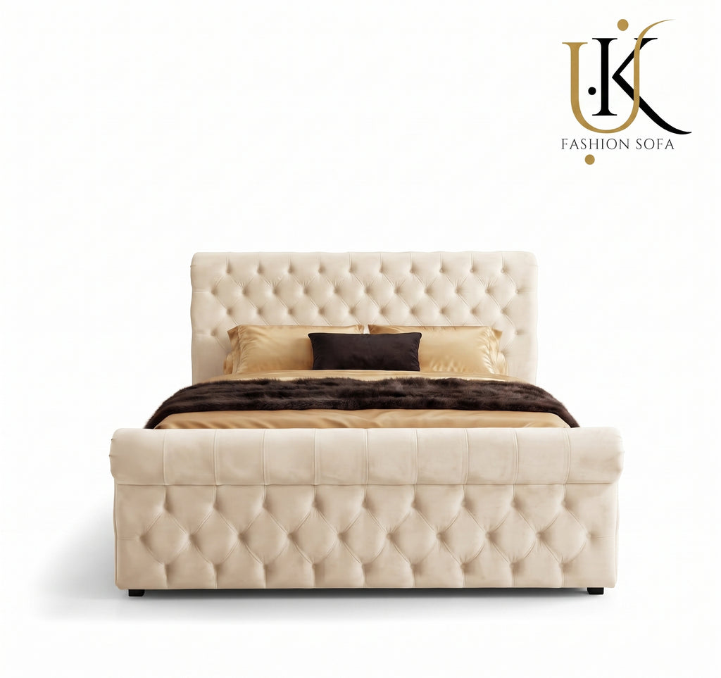 Royalsoft luxury upholstered bed with deep cushioning