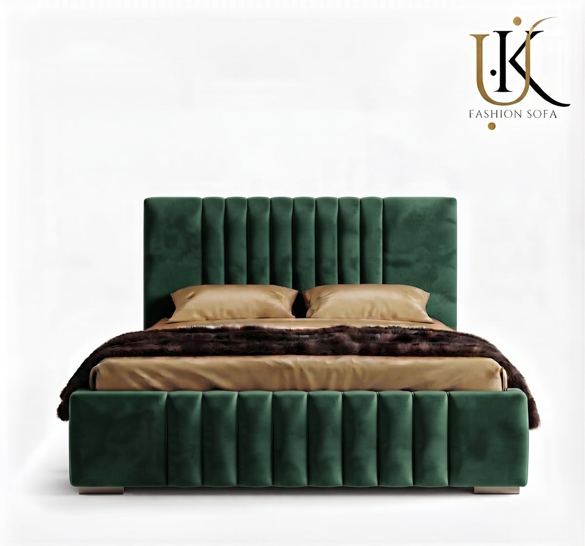 Panel boucle modern upholstered bed frame