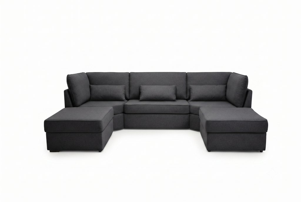 Luxury U Shape High Back Fabric Cushion Sofa – Available in Multiple Colours