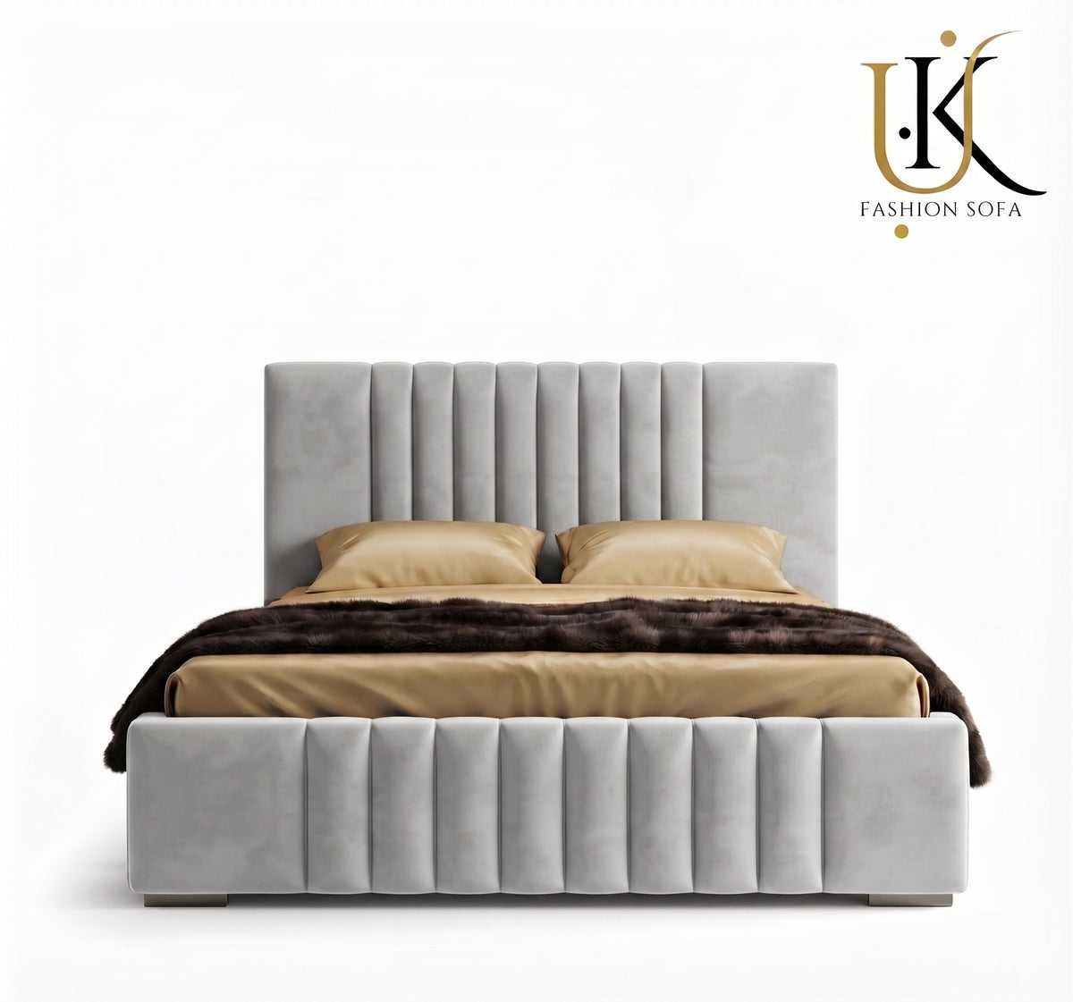 Panel boucle modern upholstered bed frame