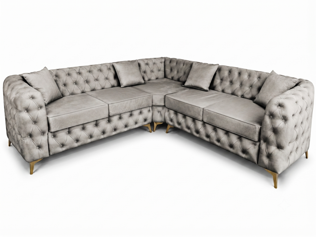 Luxury Velvet Chesterfield Corner Sofa – Available in All Colours