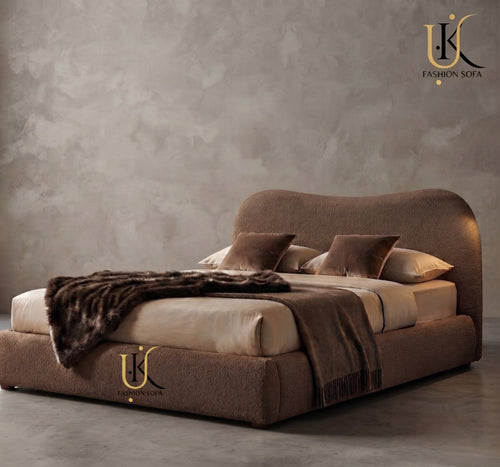 Boucle luxury upholstered bed frame