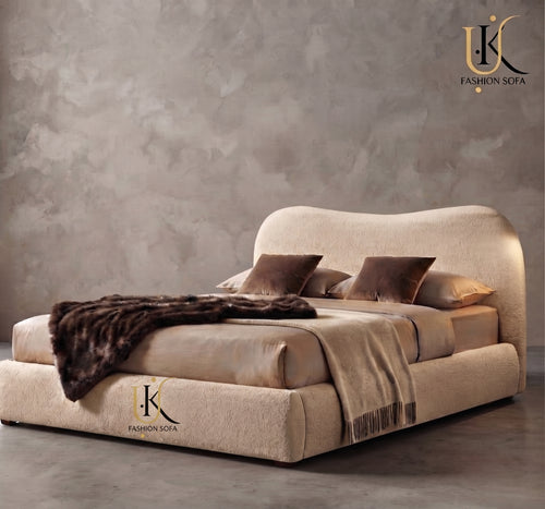 Boucle luxury upholstered bed frame