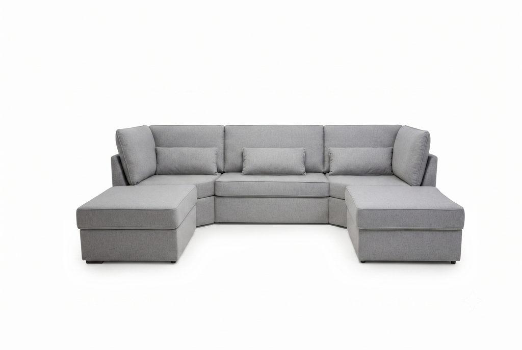 Luxury U Shape High Back Fabric Cushion Sofa – Available in Multiple Colours