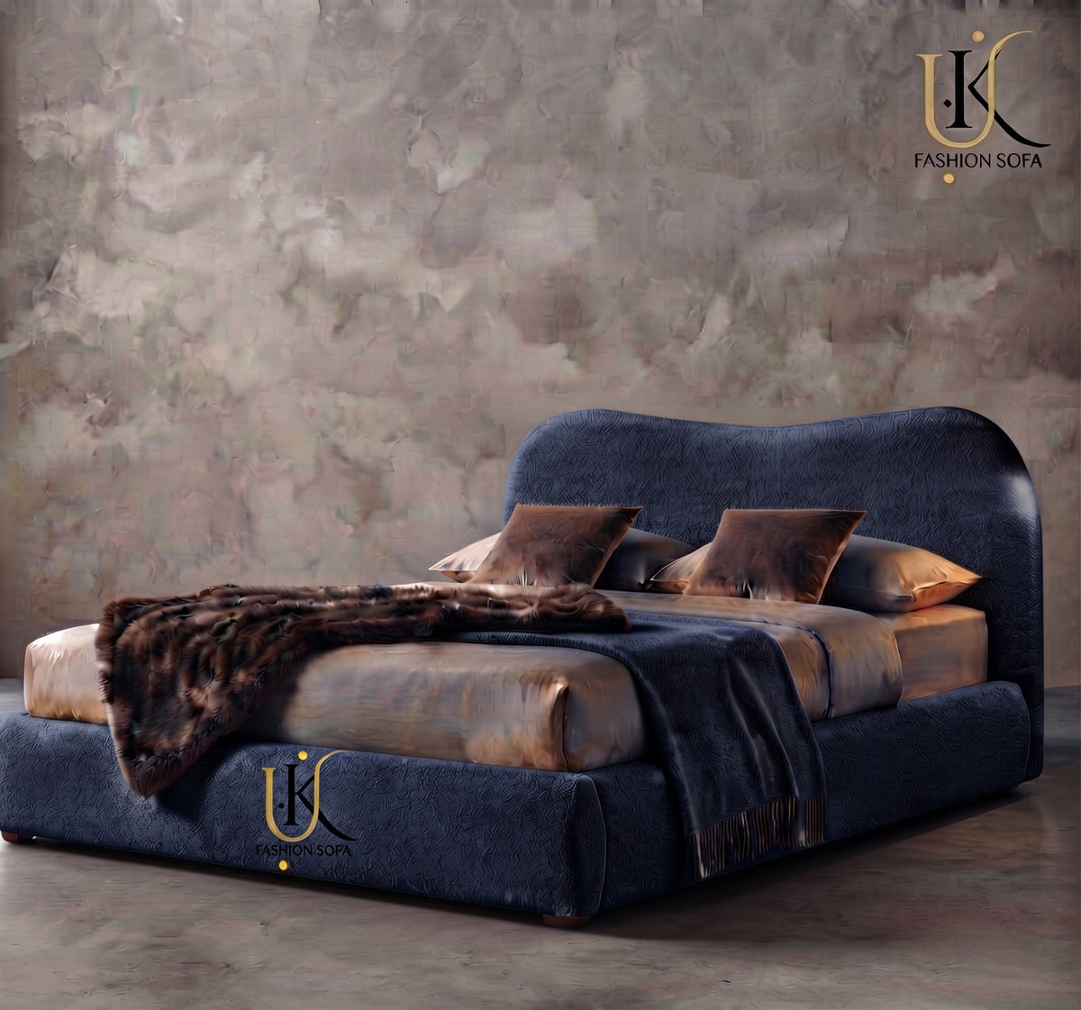 Boucle luxury upholstered bed frame