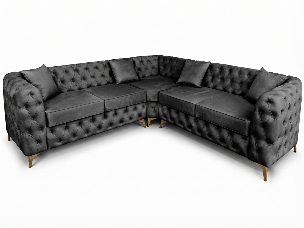 Luxury Velvet Chesterfield Corner Sofa – Available in All Colours