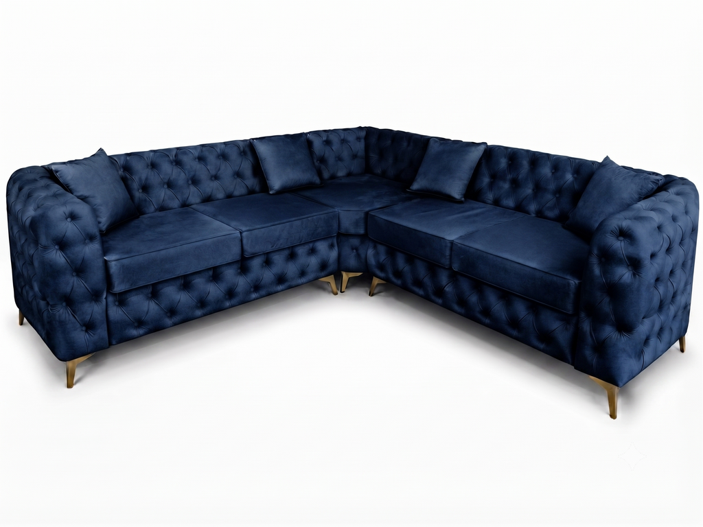Luxury Velvet Chesterfield Corner Sofa – Available in All Colours