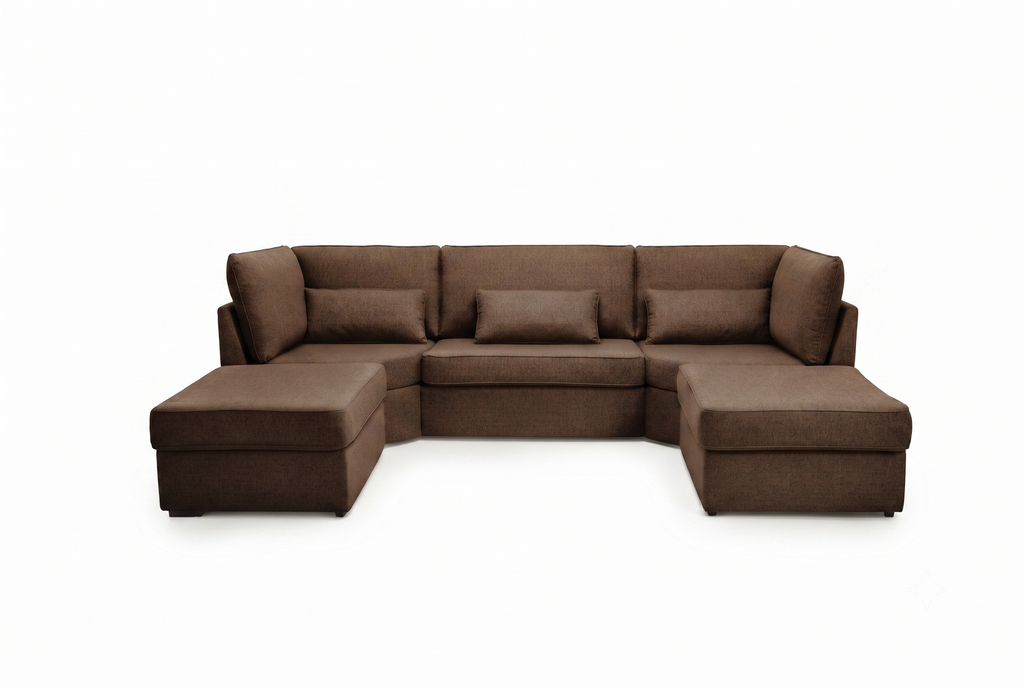 Luxury U Shape High Back Fabric Cushion Sofa – Available in Multiple Colours