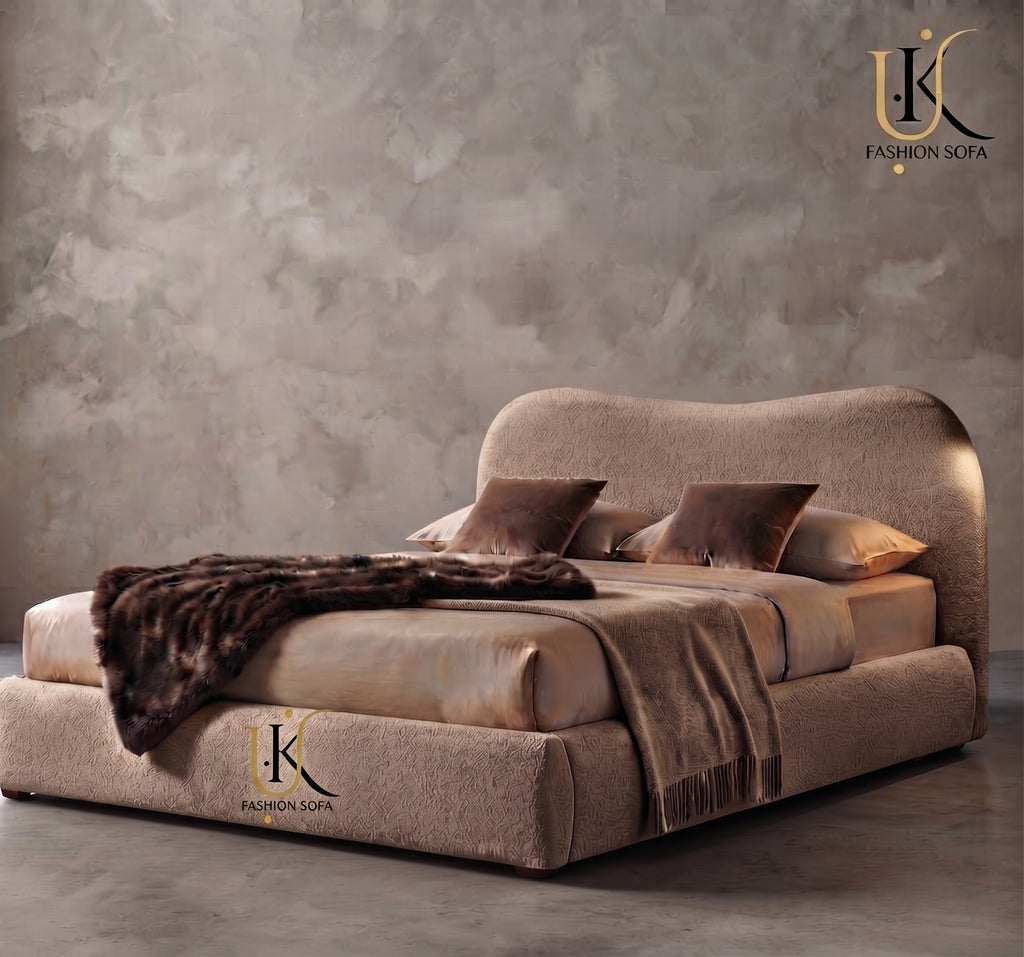 Boucle luxury upholstered bed frame