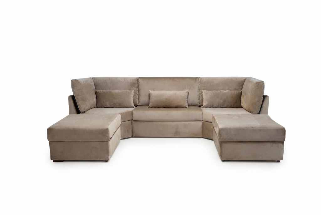 Luxury U Shape High Back Fabric Cushion Sofa – Available in Multiple Colours