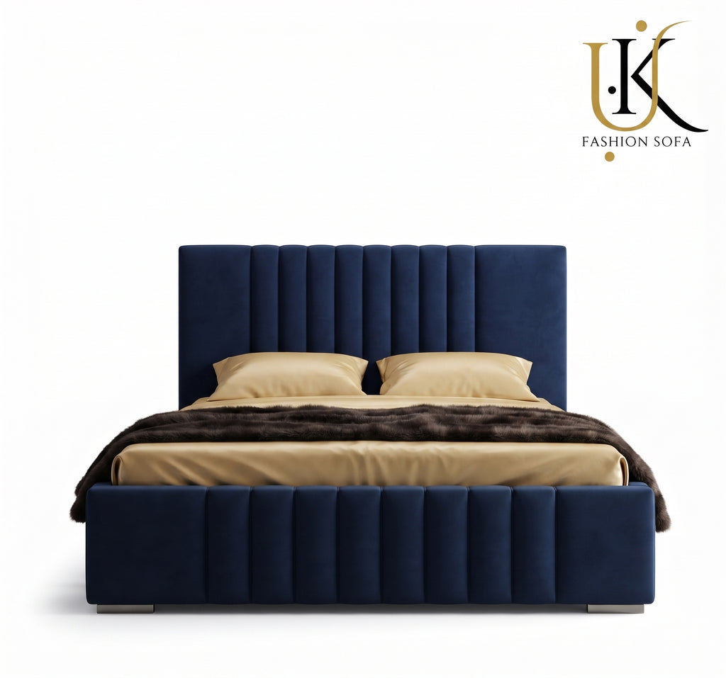 Panel boucle modern upholstered bed frame