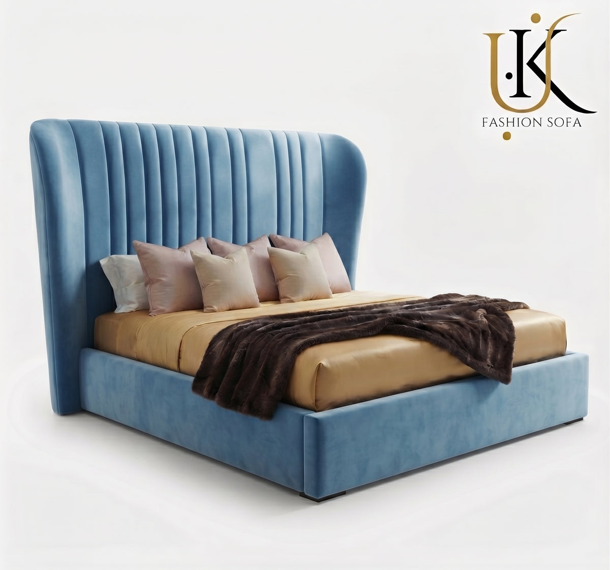 Corinthian wide headboard upholstered bed