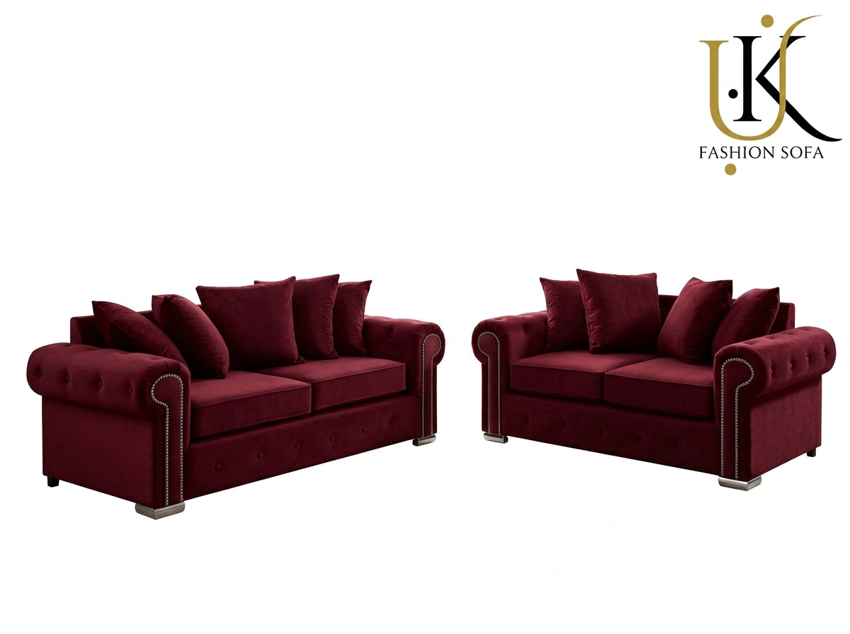 Olympia Chesterfield Sofa Set – Velvet Fabric