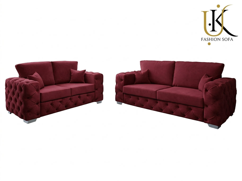 Ashton Chesterfield Fabric Sofa Set