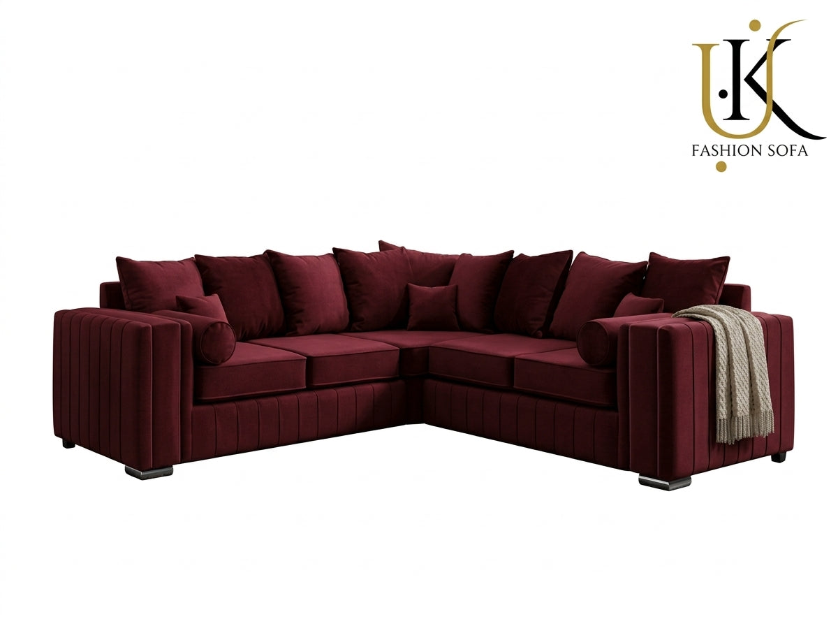Lilly Velvet Corner Sofa – Luxury U-Shape Design with Deep Cushions