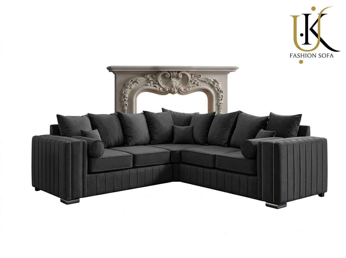 Lilly Velvet Corner Sofa – Luxury U-Shape Design with Deep Cushions