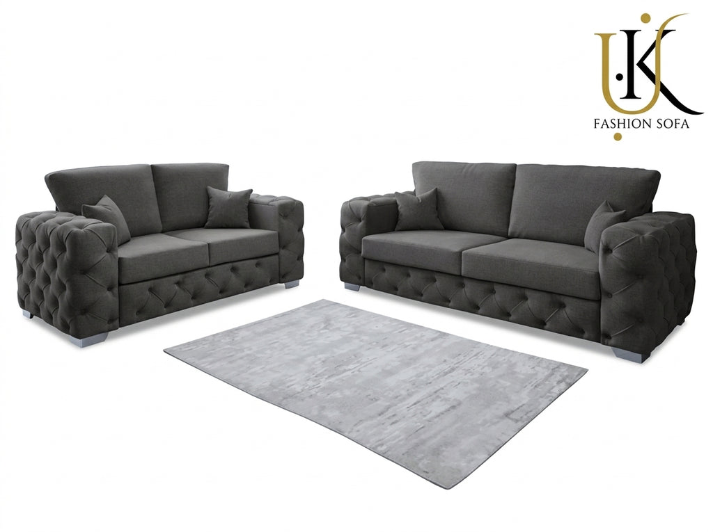 Ashton Chesterfield Fabric Sofa Set