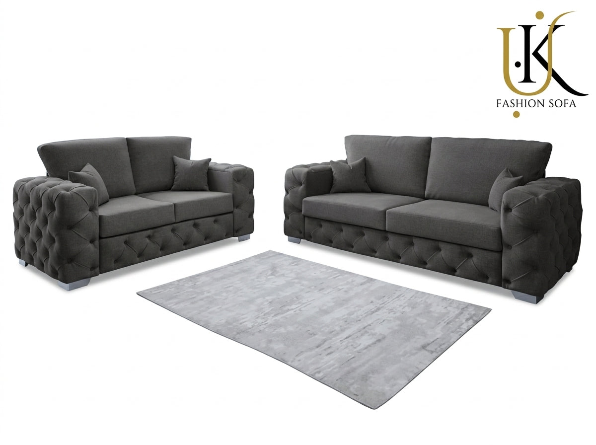 Ashton Chesterfield Fabric Sofa Set