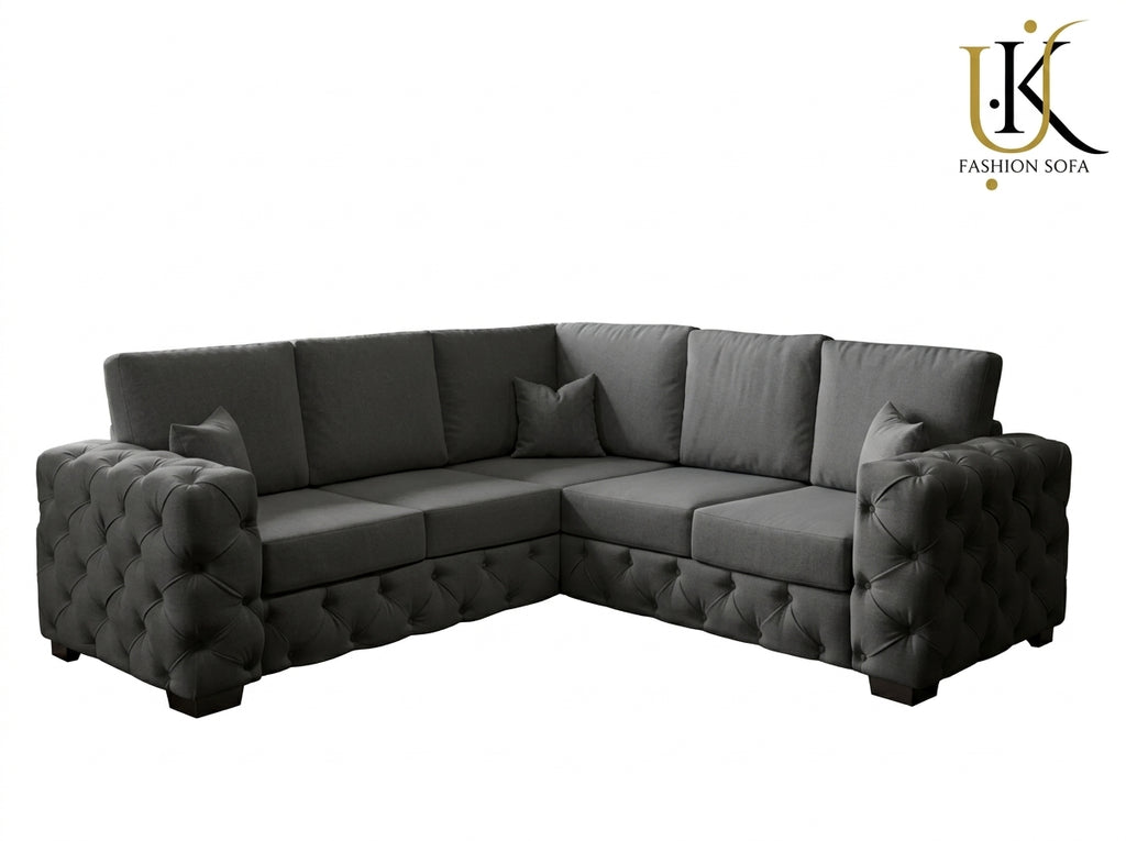 Ashton Chesterfield Corner Fabric Sofa Set