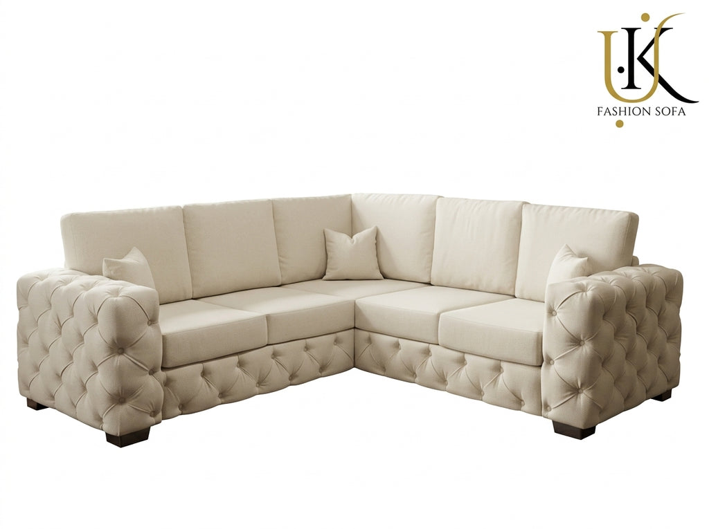 Ashton Chesterfield Corner Fabric Sofa Set