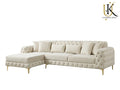 Luxury Chesterfield Corner Sofa – Velvet Upholstery with Gold Legs