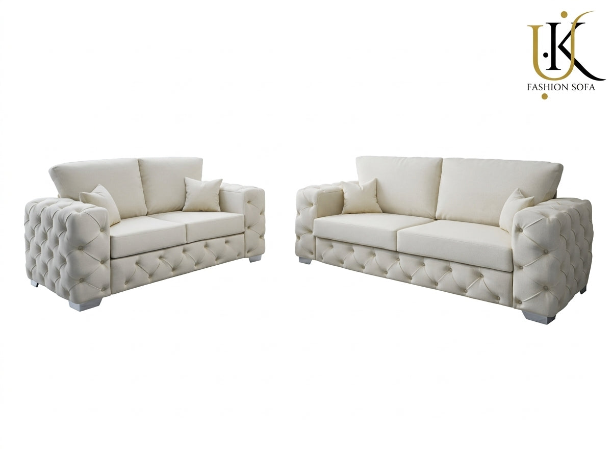 Ashton Chesterfield Fabric Sofa Set